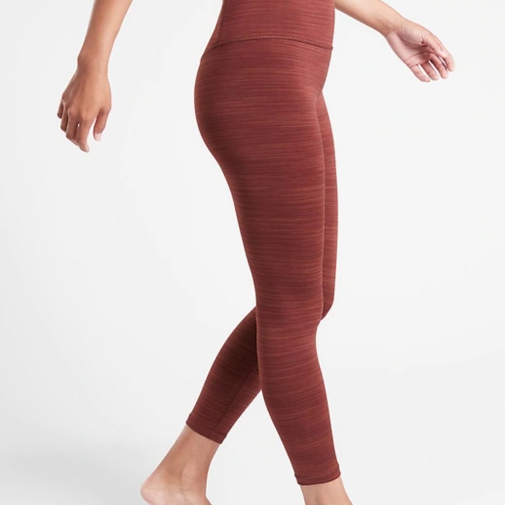 Athleta Elation Textured 7/8 Tight Leggings Red